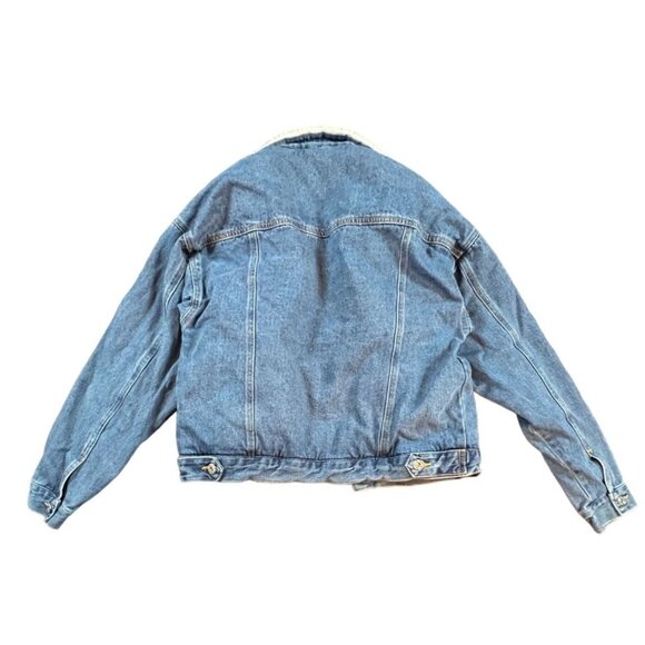 Love Tree Denim Sherpa-Lined Blue Jean Jacket Medium Boho Gorp Core Y2K Westen - Picture 8 of 10